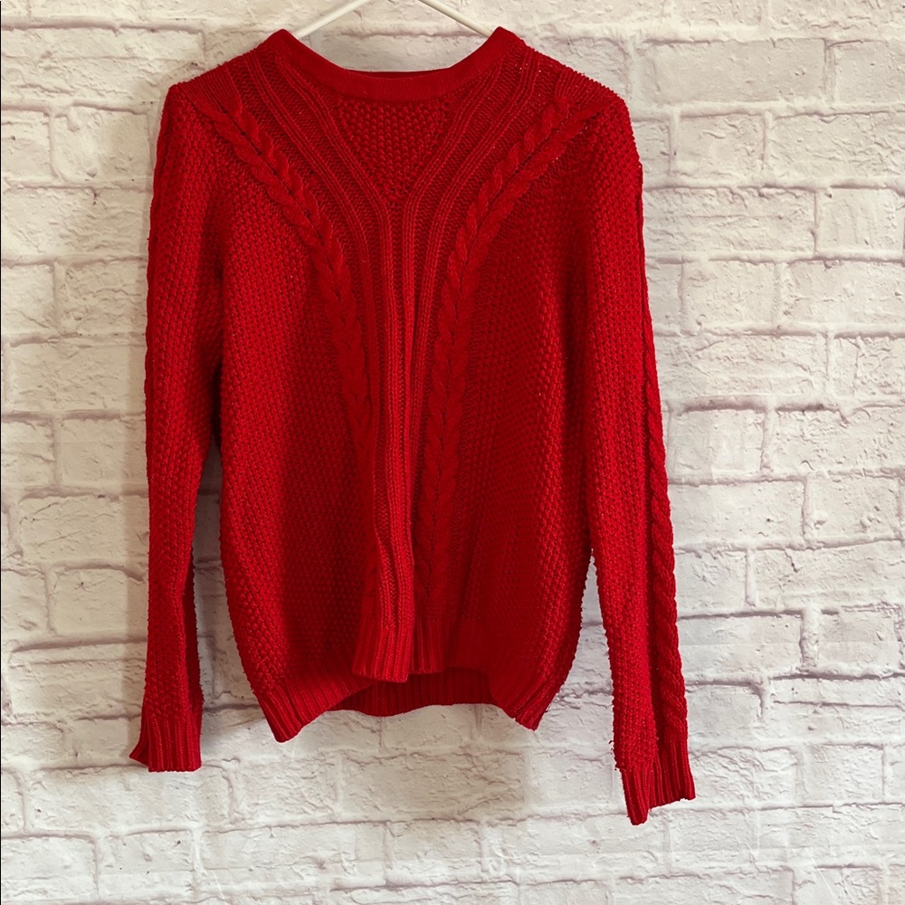 Forever 21 Vibrant Red Cable Knit Sweater